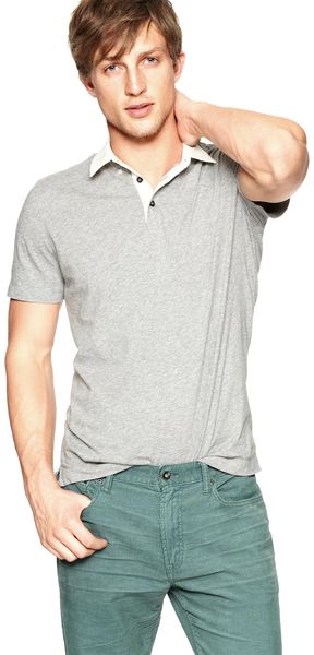 Gap Woven Collar Polo in Gray for Men (heather  gray) - Lyst