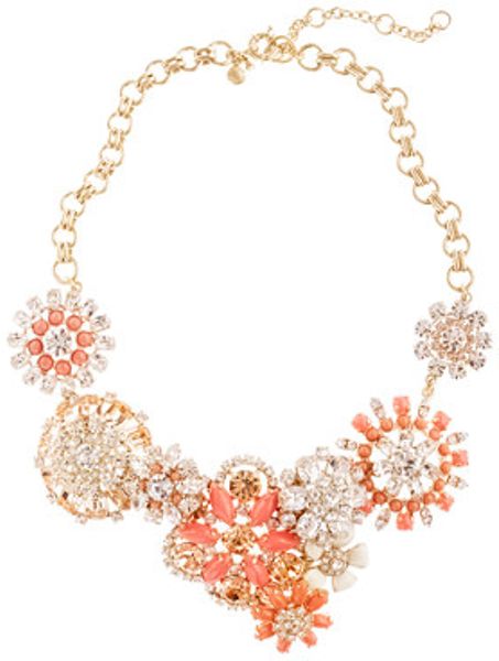 J.crew Flower Lattice Necklace in Multicolor (neon peach) - Lyst