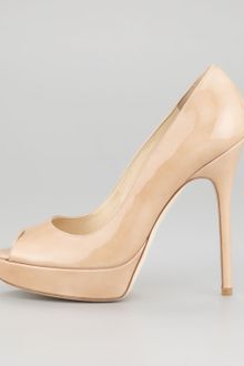 Jimmy Choo Crown Peep Toe Pump Nude - Lyst
