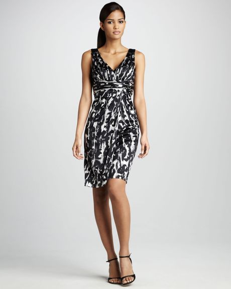 ... Freeman For Teri Jon Animalprint Cocktail Dress in White (MULTI