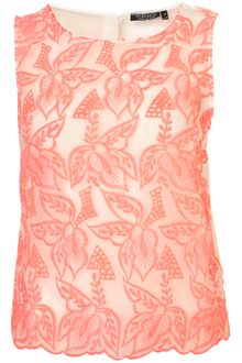 Topshop Fluro Embroidered Shell Top - Lyst