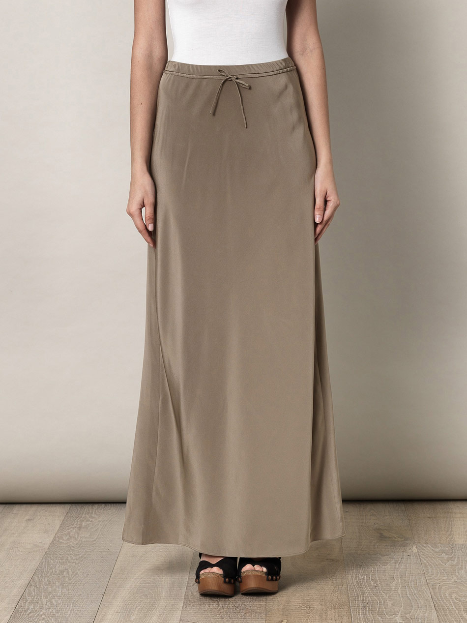 Vince Silk Maxi Skirt in Brown (taupe) Lyst