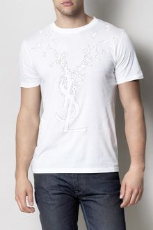 Yves Saint Laurent Flocked Dove Tshirt - Lyst