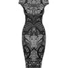 Alexander Mcqueen Black Victorian Puckering Lace Jacquard Capsleeve Pencil Dress in Black - Lyst