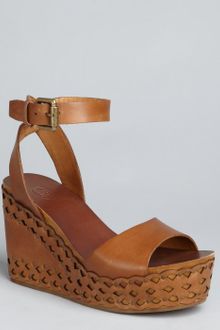 Ash Light Brown Leather Vanina Wedge Sandals - Lyst