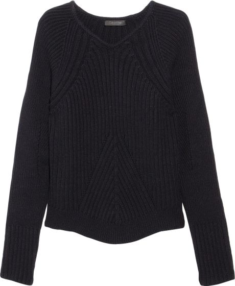 Calvin Klein Efthalia Ribbed Wool Sweater in Blue (navy) - Lyst