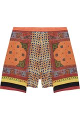 Clover Canyon Printed Crepe De Chine Shorts