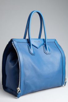 Givenchy Blue Leather Antigona Zip Detail Tote - Lyst