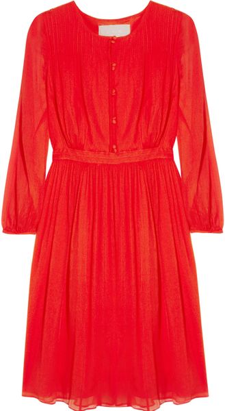 J.crew Adele Crinkled Silkchiffon Dress in Red (poppy) - Lyst