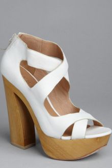 L.a.m.b. Off White Leather Cutout Minny Stacked Heels - Lyst