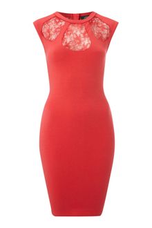 Madam Rage Madam Rage Lace Insert Fitted Dress - Lyst