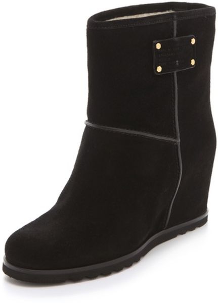 shearling wedge boots