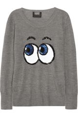 Markus Lupfer Pop Eyes Sequined Merino Wool Sweater