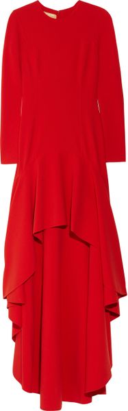 Michael Kors Asymmetric Stretch Woolcrepe Gown in Red - Lyst