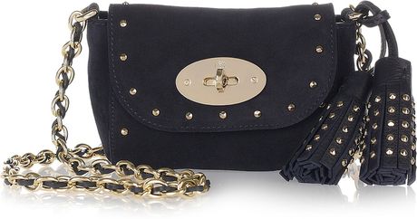 Mulberry Mini Lily Studded Suede Shoulder Bag in Blue (ink) - Lyst