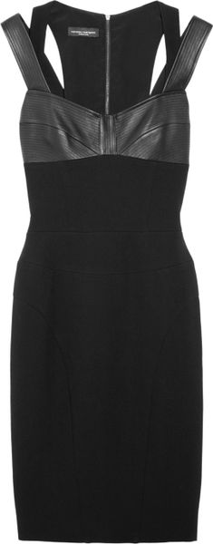 Narciso Rodriguez Leather and Crepe Dress in Black - Lyst