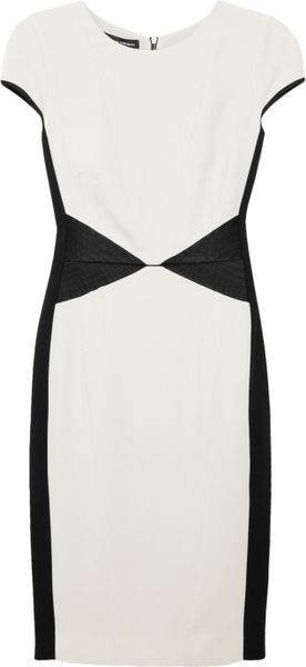 Narciso Rodriguez Paneled Silksatin and Crepe Dress in White (black) - Lyst