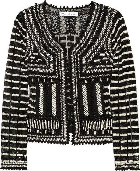 Oscar De La Renta Embellished Tulle Jacket in Black - Lyst