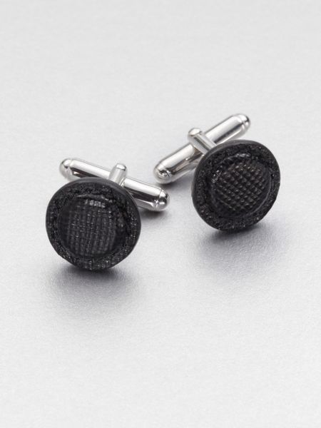 Prada Round Saffiano Cuff Links in Black for Men - Lyst