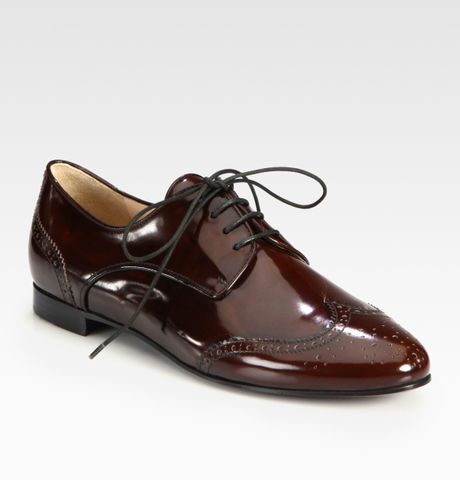 Prada Spazzolato Wing Tip Oxford in Brown - Lyst