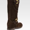 Prada Suede Double Buckle Boots in Brown - Lyst