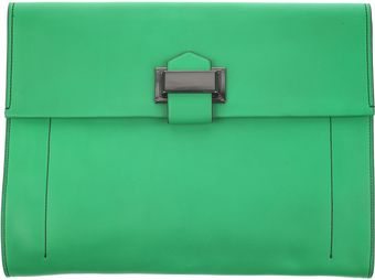 Reed Krakoff Maxi Clutch in Deep Green Calf Skin - Lyst