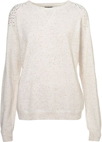 Topshop Knitted Embellished Sweater - Lyst