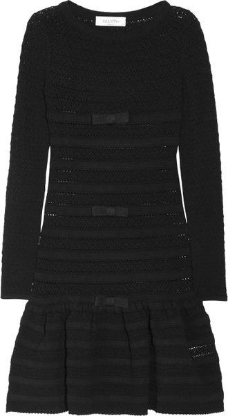 Valentino BowEmbellished Crocheted Dress in Black - Lyst