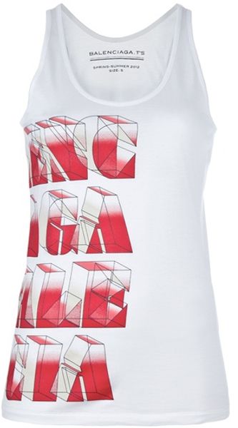 Balenciaga Printed Vest Top in White - Lyst