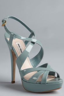 Miu Miu Lagoon Patent Leather Strappy Platform Sandals - Lyst