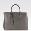 Prada Saffiano Lux Doublezip Tote in Gray (grey) - Lyst