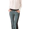 10 Crosby By Derek Lam Seamed Lattice Print Pants in Green - Lyst