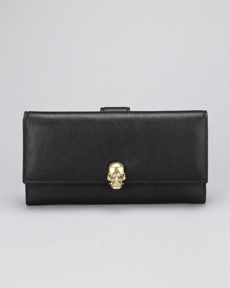 Alexander Mcqueen Skulldetailed Fold Wallet in Black - Lyst