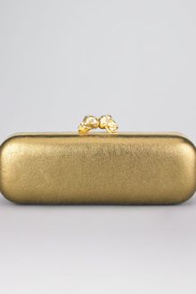 Alexander McQueen Metallic Twin Skull Clutch - Lyst