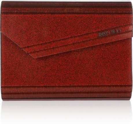 Jimmy Choo Candy Glitterprint Acrylic Clutch in Red - Lyst