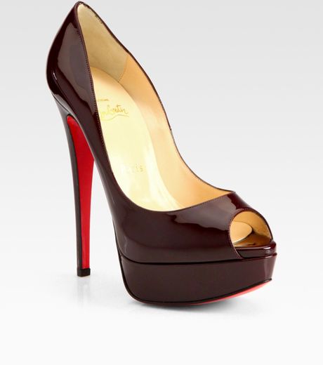 Christian Louboutin Lady Peep Patent Leather Platform Pumps in Purple (plum) - Lyst