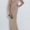Elie Saab One Shoulder Draped Gown in Beige (black) - Lyst