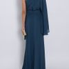 Elie Saab One Shoulder Drape Sleeve Gown in Blue (gold) - Lyst