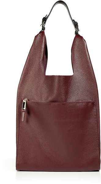 Jil Sander Burgundy Calf Leather Shoulder Bag - Lyst