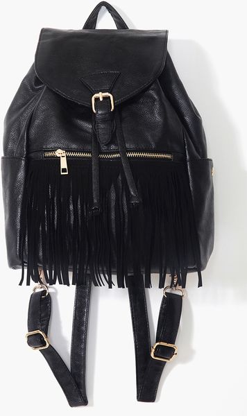 Nasty Gal Fringed Backpack in Black - Lyst