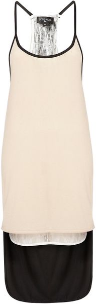 Topshop Reclaim To Wear Racer Dip Hem Dress in Beige (cream) - Lyst