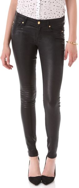 7 For All Mankind High Shine Skinny Jeans in Black - Lyst