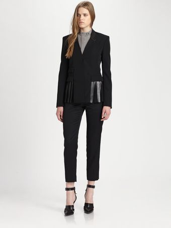 Alexander Wang Leather Trim Pleated Blazer - Lyst