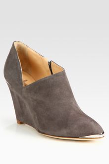 Belle By Sigerson Morrison Felicia Suede and Metal Wedge Ankle Boots - Lyst