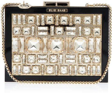 Elie Saab Box Crystal Clutch Bag in Gold - Lyst