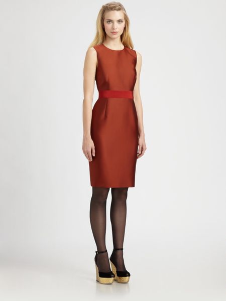 Giambattista Valli Grosgrain Belt Dress in Orange - Lyst