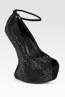 Giuseppe Zanotti Crystalcoated Suede Wedge Platform Sandals - Lyst