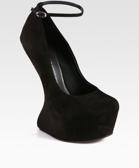 Giuseppe Zanotti Suede Curvedwedge Platform Pumps in Black - Lyst