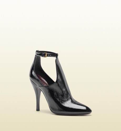 Gucci Jane High Heel Patent Leather Bootie in Black - Lyst