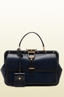 Gucci Lady Stirrup Top Handle Dark Blue Leather Bag - Lyst